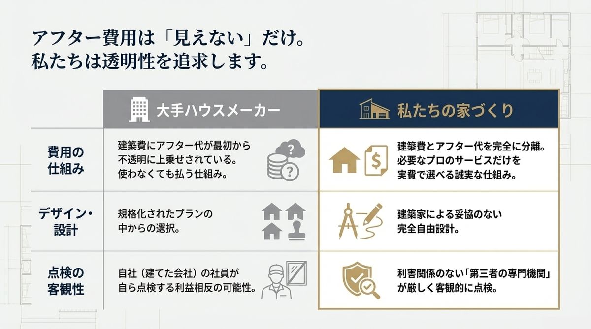 アフター費用の透明性 比較表
